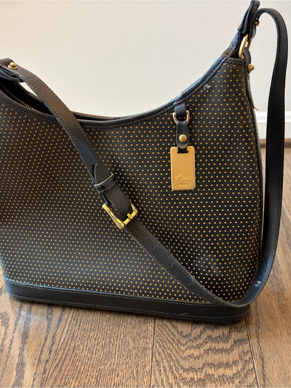 Dooney & Burke Pebbles Shoulder Bag with Brass Detailing